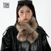 短款 TUshu 复古慵懒千金风～冬季 毛毛围脖气质保暖百搭交叉围巾女
