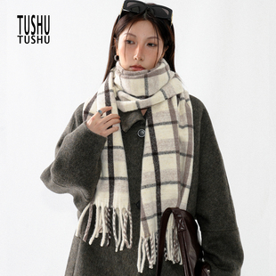 TUshu 百搭格纹围巾ins复古保暖围脖 气质慵懒感～早八素颜bi入款