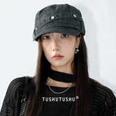 TUshu 交叉设计感～时髦贝雷帽子女气质显脸小复古马术帽鸭舌帽潮