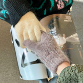 TUshu 兔毛绒绒感 手套女冬ins秋冬保暖五指分指手套多色入百搭潮