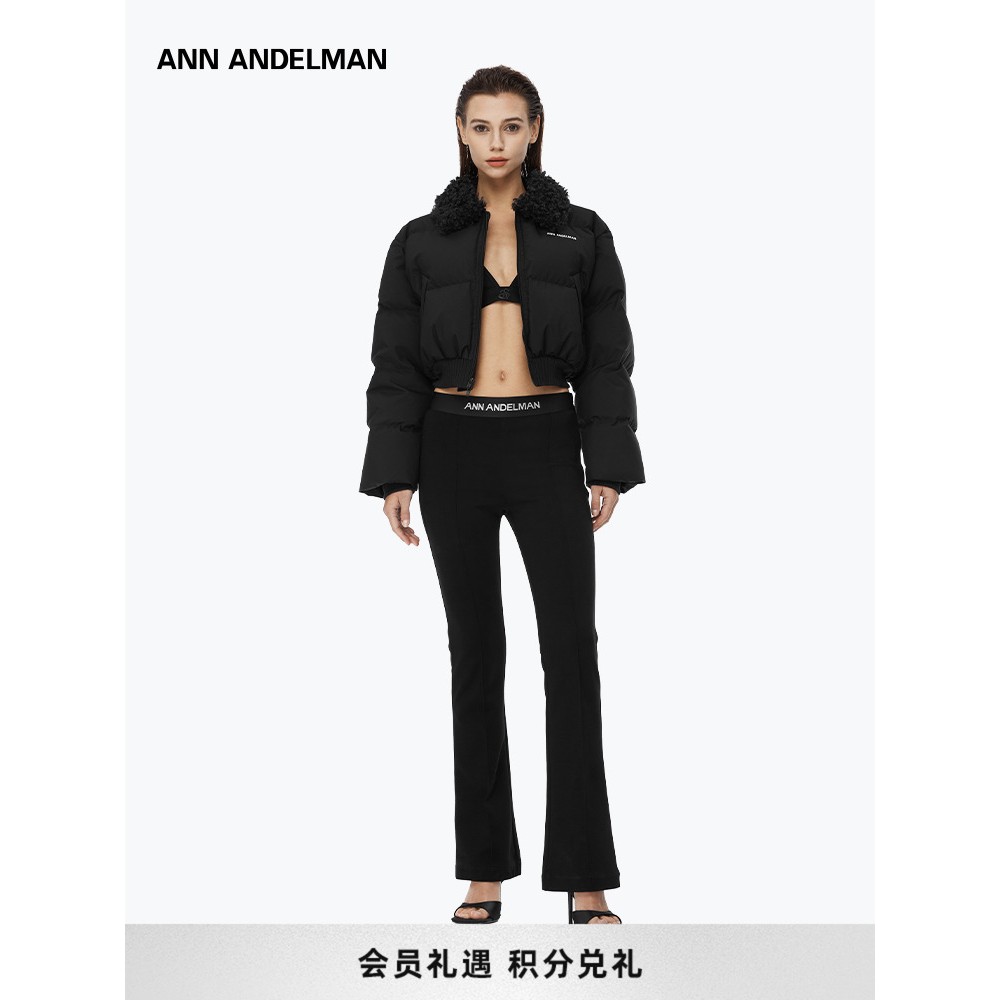 ANNANDELMAN 直营冬季黑色毛领高腰短款保暖外套羽绒服女