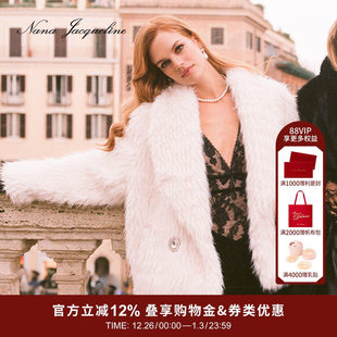 【赵露思同款】NanaJacqueline茧形钻饰环保皮草气质外套新年战袍