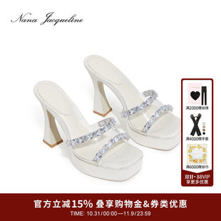 【许妍同款】NanaJacqueline厚底防水台TPU高跟鞋凉鞋女不累脚