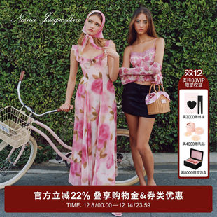 【孙怡同款】NanaJacqueline连衣裙女印花吊带长裙度假出游含头巾