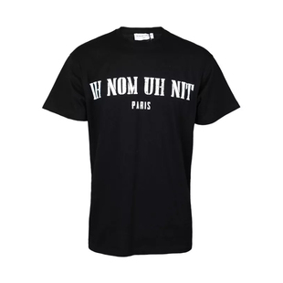 ih nom uh nit 怪奇物语黑色棉质logo印花男士短袖T恤
