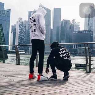 ASSC美式复古连帽卫衣男女情侣装黑色宽松外套秋季穿搭