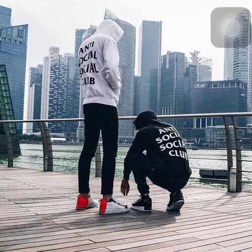 ASSC美式复古连帽卫衣男女情侣装黑色宽松外套秋季穿搭