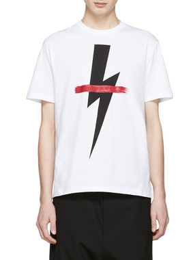 NeIL BarreTT 尼奥·贝奈特春夏新品男士棉质白色短袖NB闪电T恤衫