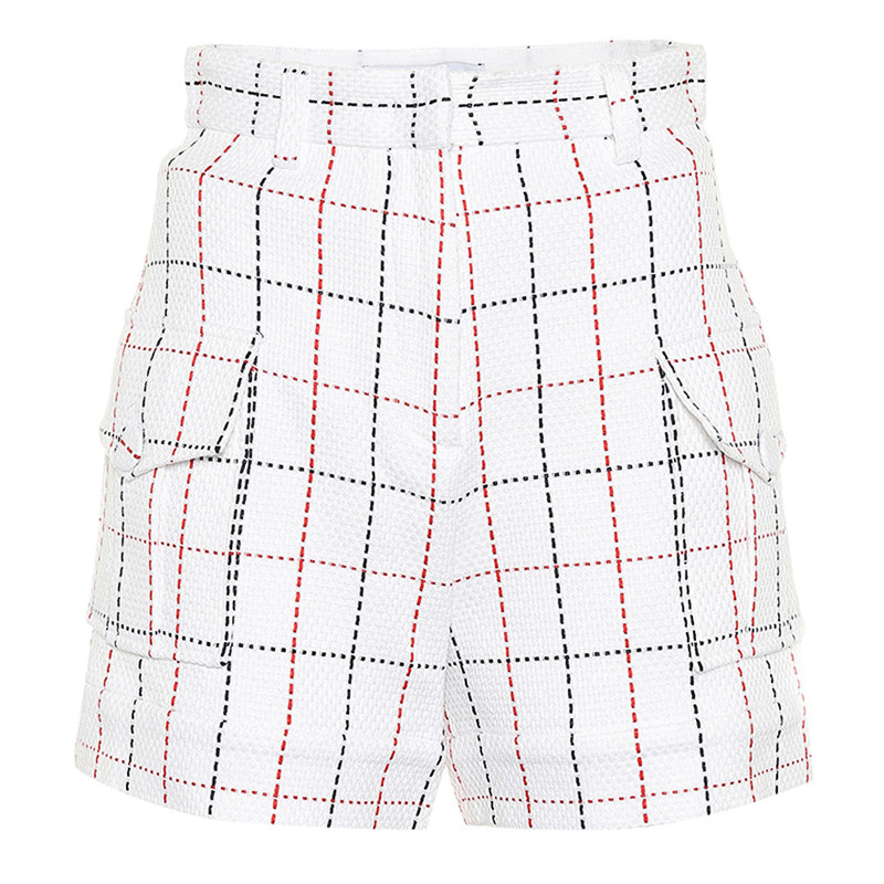 意大利 MSGM棉质撞色条纹女式时尚高腰通勤阔腿短裤