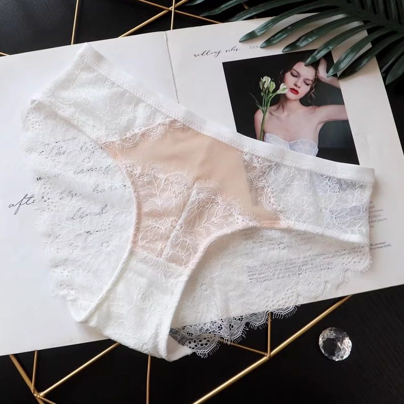 品质内裤女镂空蕾丝透气提臀性感包臀低腰无痕纯色三角裤镂空短裤