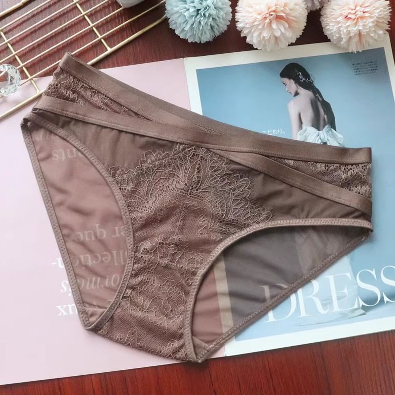 2025新款超薄法式性感内裤女纯欲风蕾丝网纱三角裤无痕纯棉裆透明
