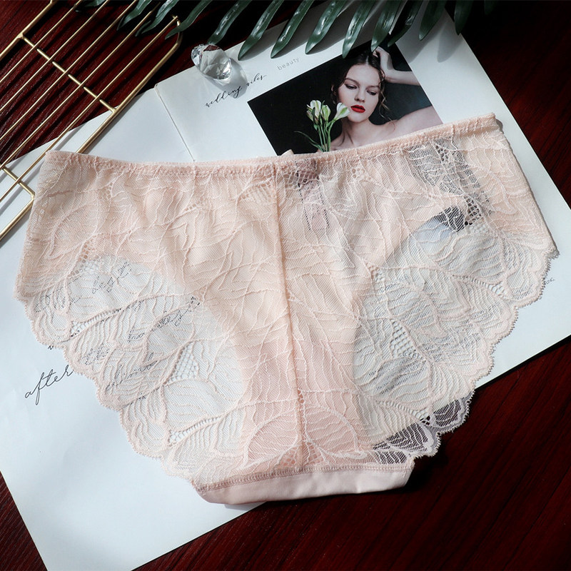 纯欲镂空女生甜美蕾丝网纱女生超薄亲肤透气内裤女纯棉裆三角裤头