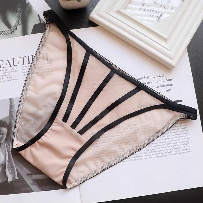 超薄内裤女欧美风透明镂空女士蕾丝性感三角裤透明网纱低腰三角裤