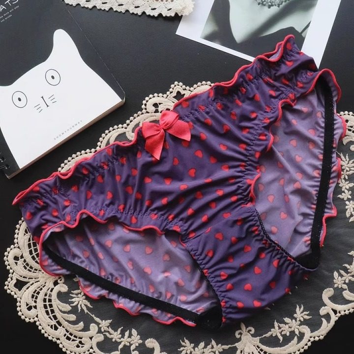 新款内裤女日系少女爱心可爱透气舒适低腰三角裤甜美镂空短裤底裤