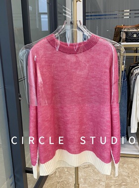 进口澳洲美丽诺羊毛双层拼色显白多巴胺氛围感马海毛针织羊毛毛衣