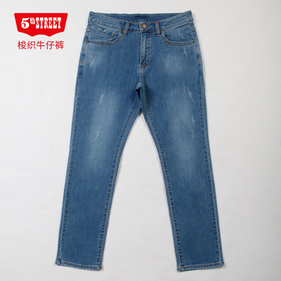 第五街5th street男装中腰微弹修身小直筒休闲牛仔裤115356-201M1
