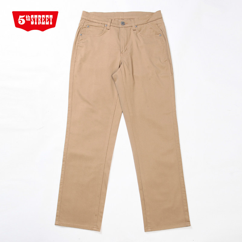 第五街5th street秋季中腰男装微弹商务休闲裤宽松直筒牛仔长裤