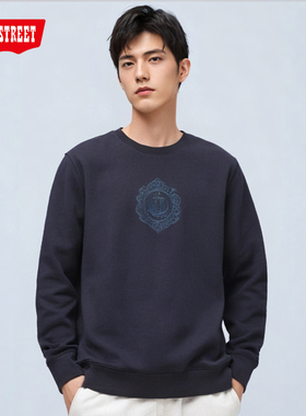 第五街爱洛革秋冬季男装圆领休闲卫衣长袖套头衫961113-193A0