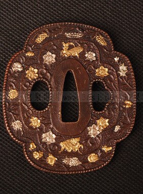 龙泉世剑 通用刀镡 日本装具 螳螂 镶金镀银高档手工刀镡