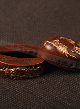 龙泉世剑 日本装具 刀镡金具 镶金镀银高档手工缘头 腾龙柄帽