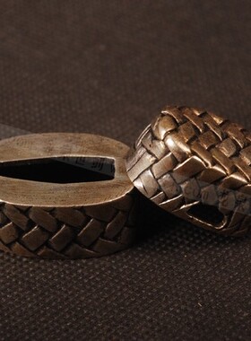 龙泉世剑 日本装具 刀镡金具  镶金镀银高档手工缘头 方格柄帽