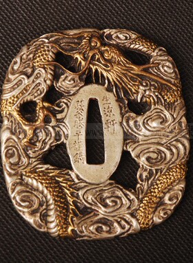 全新通用刀镡 日本装具 生凉轩 镶金镀银高档手工刀镡 龙泉世剑