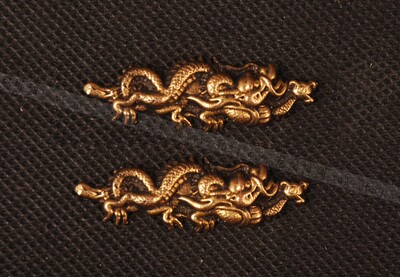 龙泉世剑 日本装具 刀镡金具 镶金镀银高档手工目贯 腾龙