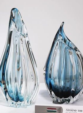 现代简约渐变玻璃水滴花瓶摆件