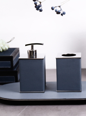 现代高档不锈钢皮革皂液器