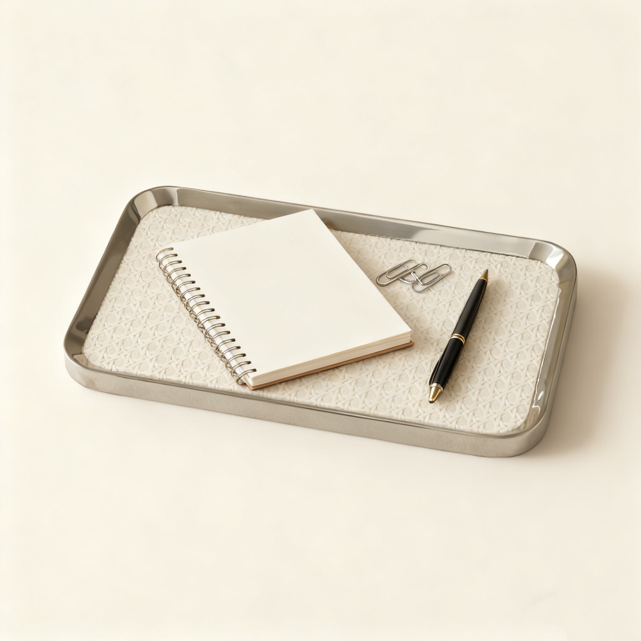 现代轻奢不锈钢皮质香薰托盘