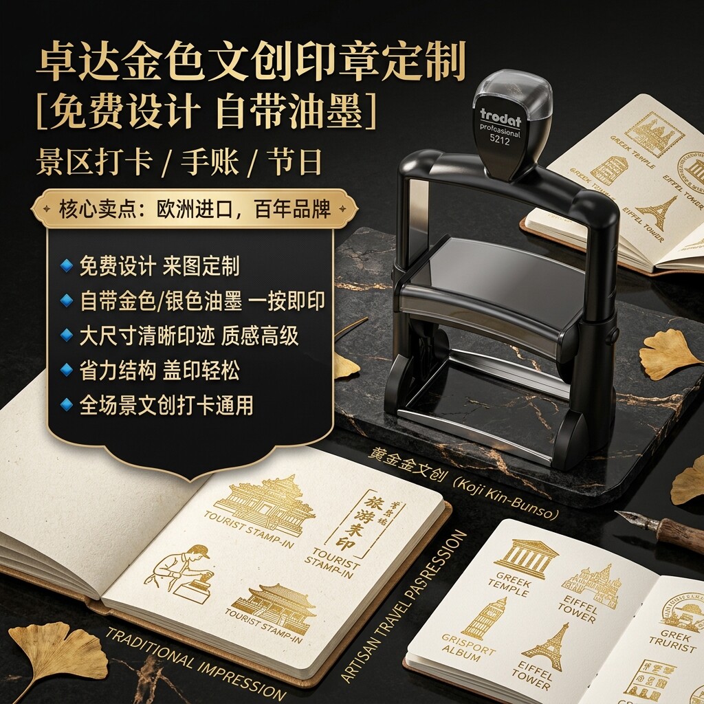 文创吉祥图腾印章创意金色银色渐变色重型印章打卡章贺岁印章红包贺卡明信片章