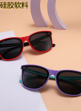 2024新款硅胶儿童偏光太阳镜黑色墨镜男女童小孩防紫外线眼镜潮流
