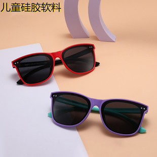 2024新款硅胶儿童偏光太阳镜黑色墨镜男女童小孩防紫外线眼镜潮流