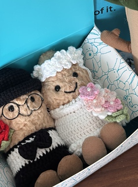 适用于jellycat趣味花生婚纱衣服15cm娃衣配饰眼镜压床娃娃玩偶