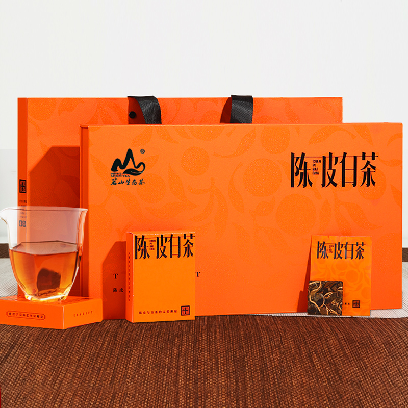 茗山生態(tài)茶 陳皮白茶 陳皮福鼎原產(chǎn)老白茶 小茶餅茶葉禮盒250g