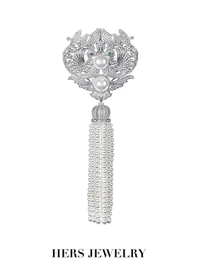 HERS赫斯珠宝高定款澳白色胸针女高定款重磅设计师晚宴款人造合成