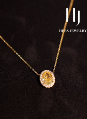 HersJewelry超闪方糖黄钻项链女轻奢高级感锁骨链s925银