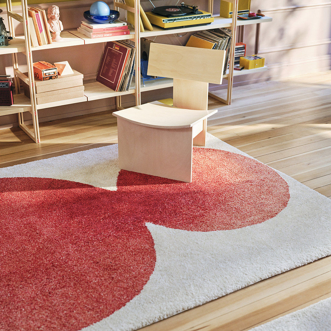 宜家代购IKEA PS 2026短绒地毯灰白红色170x240厘米家用简约地毯