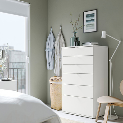 IKEA宜家维哈斯六斗抽屉柜白色固定解锁功能70x47x120厘米储物柜