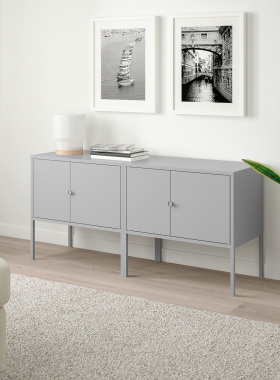 IKEA宜家利克胡橱柜组合灰色120x35x57厘米简约现代收纳柜储物柜