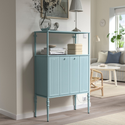 IKEA宜家代购索格麦斯柜子淡蓝灰色83x36x128厘米家用收纳柜储物