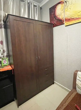 IKEA宜家穆斯肯双门衣柜带3个抽屉124x60x201cm简约大衣橱小户型