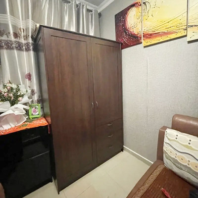 IKEA宜家穆斯肯双门衣柜带3个抽屉124x60x201cm简约大衣橱小户型