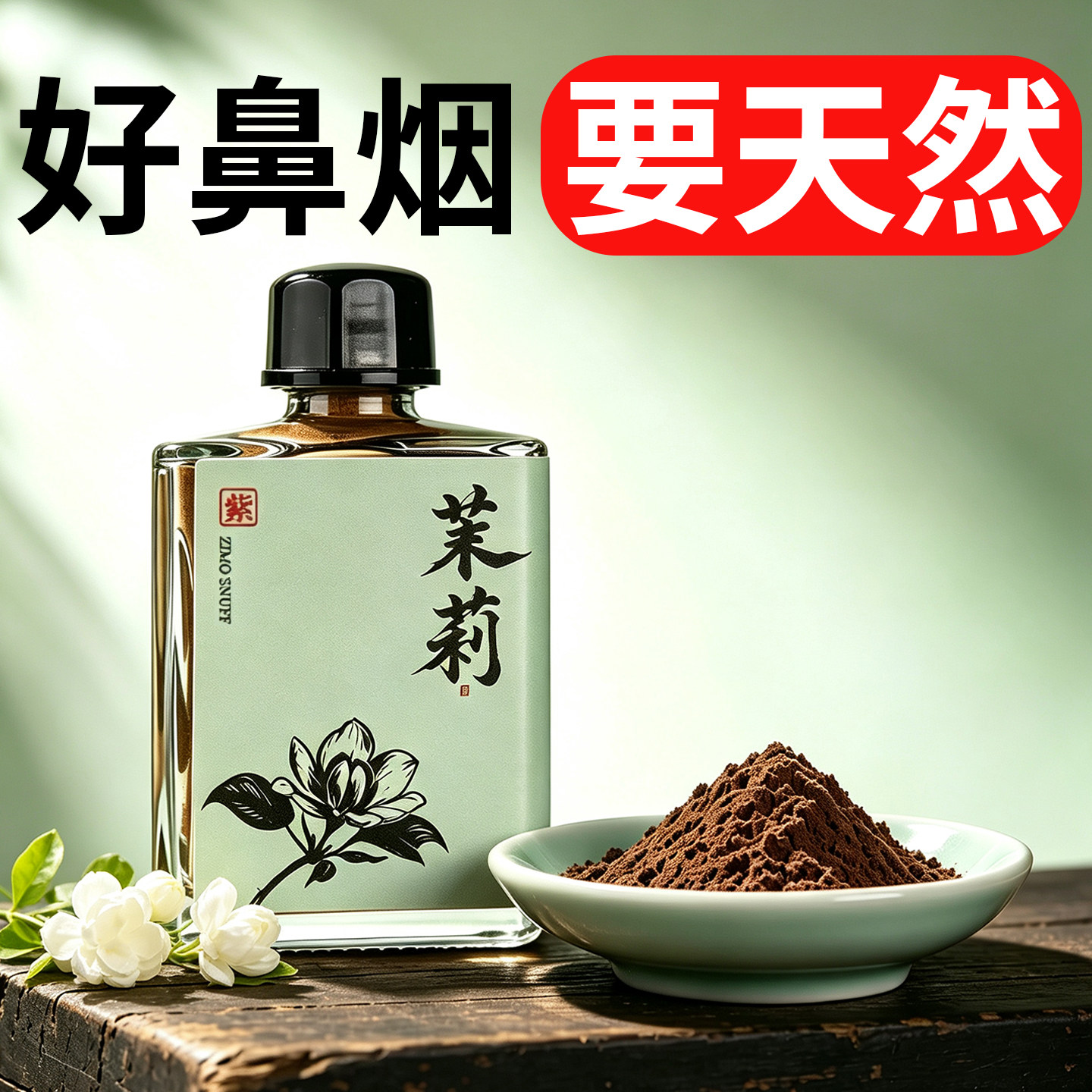 紫墨天然茉莉鼻烟粉薄荷鼻吸粉开车防困鼻烟壶药粉提神醒脑10克