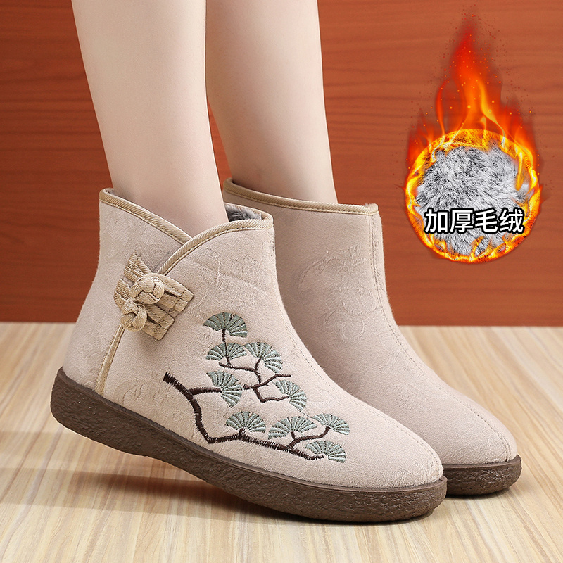 民族风绣花鞋中国风汉服加绒女鞋