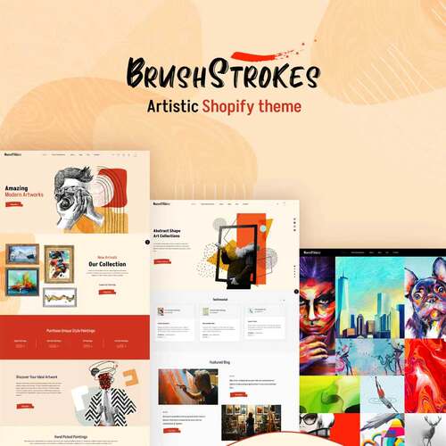 油画版画书法美术手工艺作品Brushstrokes Shopify独立站主题模版