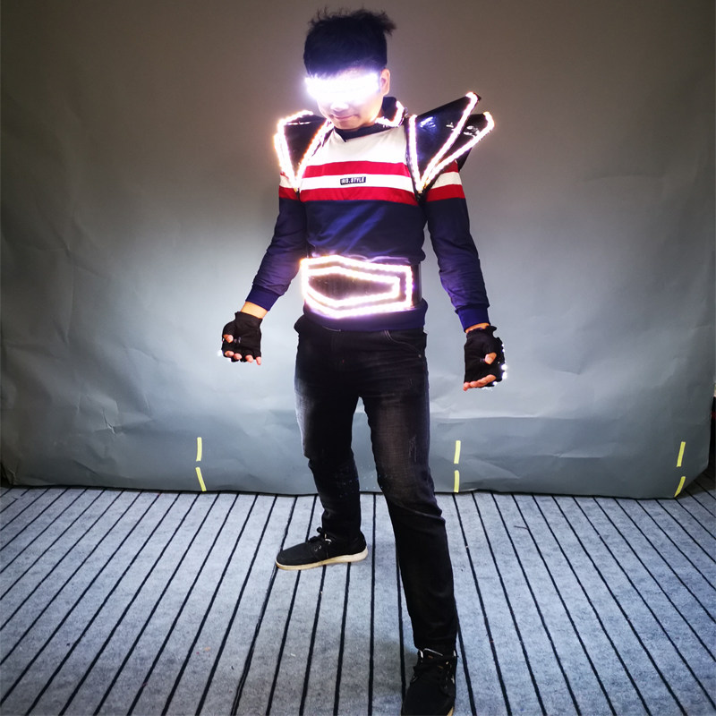 酒吧KTV出酒传酒气氛道具眼镜手套LED发光肩甲腰甲舞台表演发光服