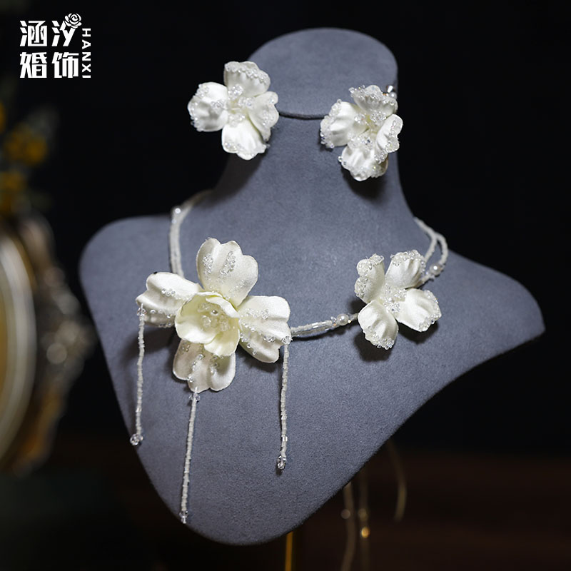 涵汐新款原创花朵锁骨链礼服配饰