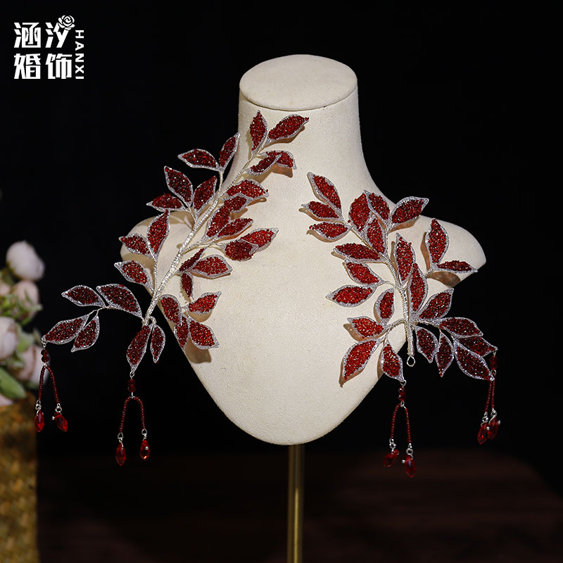 涵汐新款高级感水晶流苏发饰边夹