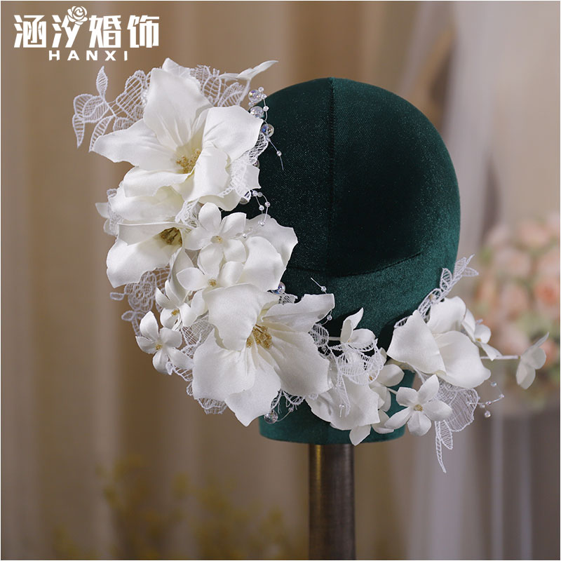 涵汐新款蕾丝缎面仙美头花头饰
